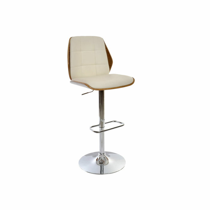 DKD Home Decor Taburete PU Nogal Ajustable Crema