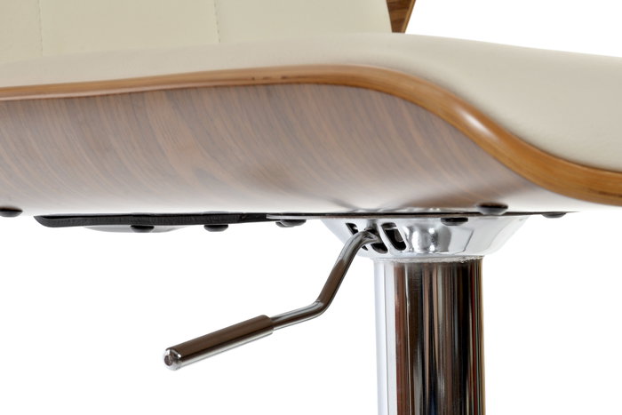 DKD Home Decor Taburete PU Nogal Ajustable Crema