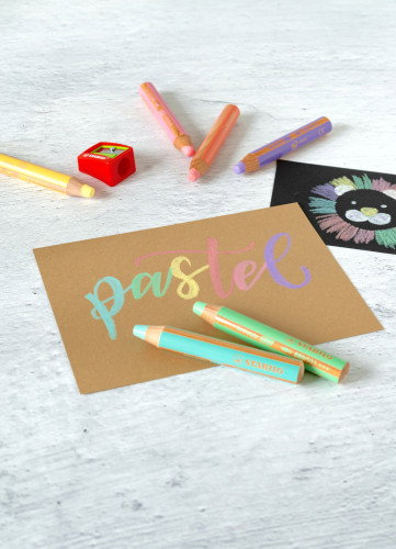 STABILO woody 3 en 1 Lápices de Colores Pastel Estuche de 6 con Sacapuntas