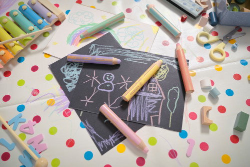 STABILO woody 3 en 1 Lápices de Colores Pastel Estuche de 6 con Sacapuntas