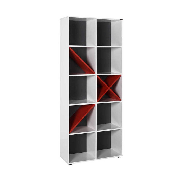 Hanah Home Estantería Ktp-910-Bk-1 Blanca y Roja Tablero Melamina 75x188x30 cm Hanah Home Estantería Ktp-910-Bk-1 Blanca y Roja Tablero Melamina 75x188x30 cm