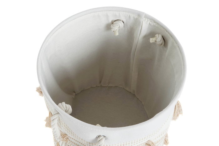 DKD Home Decor Cesta Boho Beige Mostaza Algodón Poliéster Flecos Set de 3 Piezas 43 x 45 x 43 cm