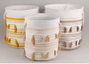 DKD Home Decor Set de 3 Cestas con Flecos Beige y Mostaza