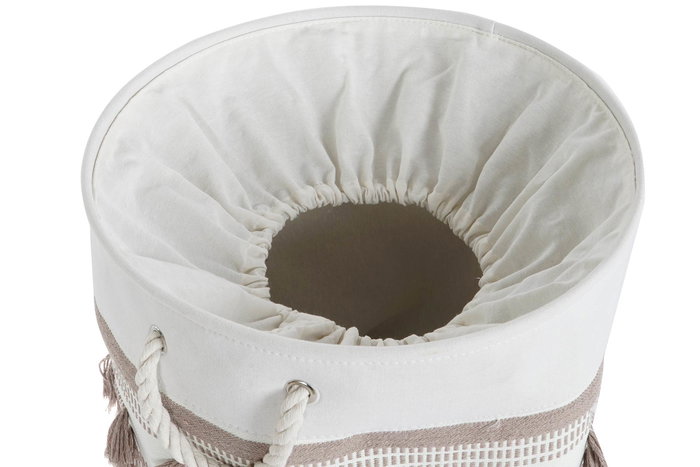 DKD Home Decor Cesta Boho Beige Mostaza Algodón Poliéster Flecos Set de 3 Piezas 43 x 45 x 43 cm