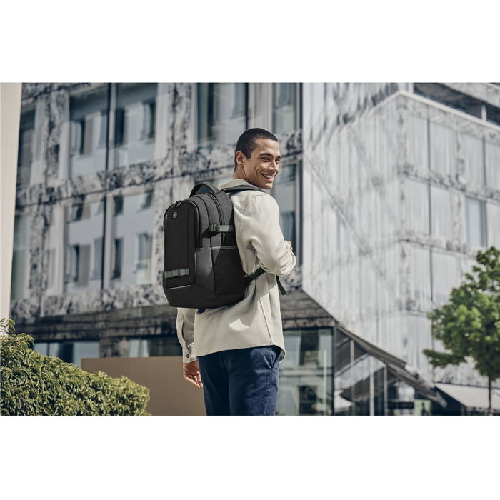 Wenger Ryde Mochila para portátil 16" (40,64cm) con compartimento para tablet, de plástico reciclado, color negro