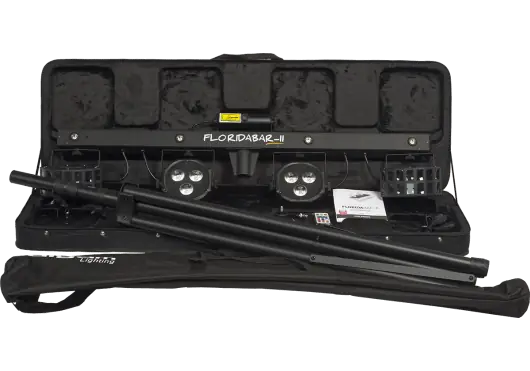 ALGAMLIGHT Florida Bar II Focos LED 4 en 1 RGB Derby Láser RG Estroboscópico con Soporte Tipo Trípode para Eventos y DJs