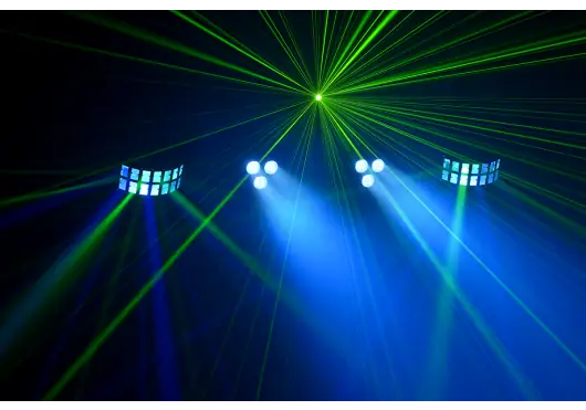 ALGAMLIGHT Florida Bar II Focos LED 4 en 1 RGB Derby Láser RG Estroboscópico con Soporte Tipo Trípode para Eventos y DJs