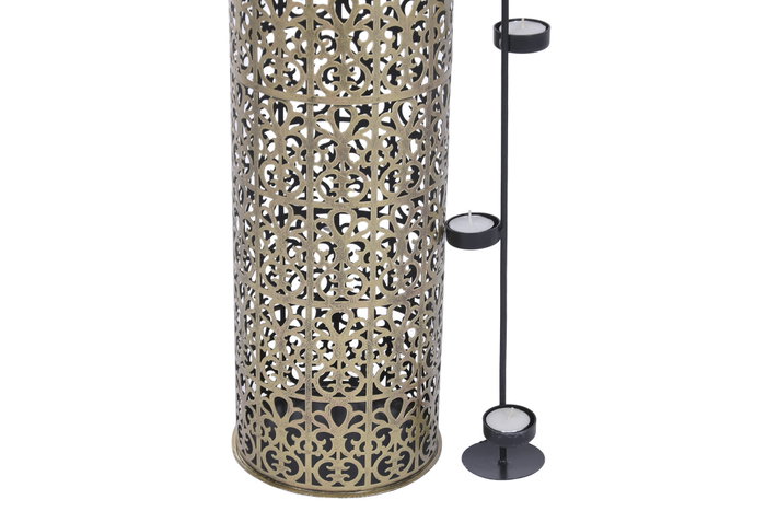 DKD Home Decor Jarrón de Hierro Tallado Dorado 19x19x67 cm