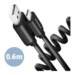 Axagon BUCM-AM10TB Twister Cable USB-C a USB-A 2.0, 0,6m, negro