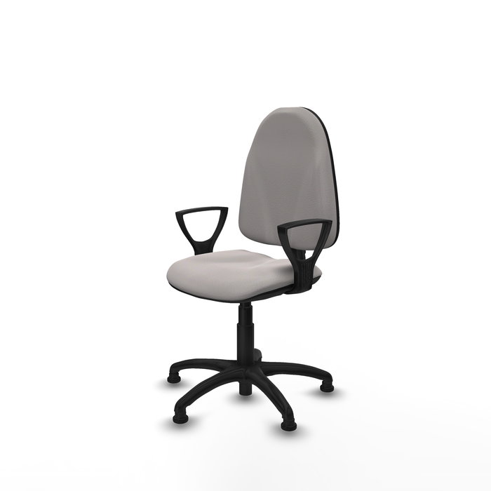 Silla de oficina Algarra con mecanismo Contacto permanente básico tapizada con Similpiel color Blanco. Equipada con Base poliamida negra, Brazos fijosy Topes Silla de oficina Algarra con mecanismo Contacto permanente básico tapizada con Similpiel color Blanco. Equipada con Base poliamida negra, Brazos fijosy Topes