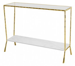 DKD Home Decor Consola Glam Dorado Blanco 33 x 78 x 100 cm Hierro Marmol