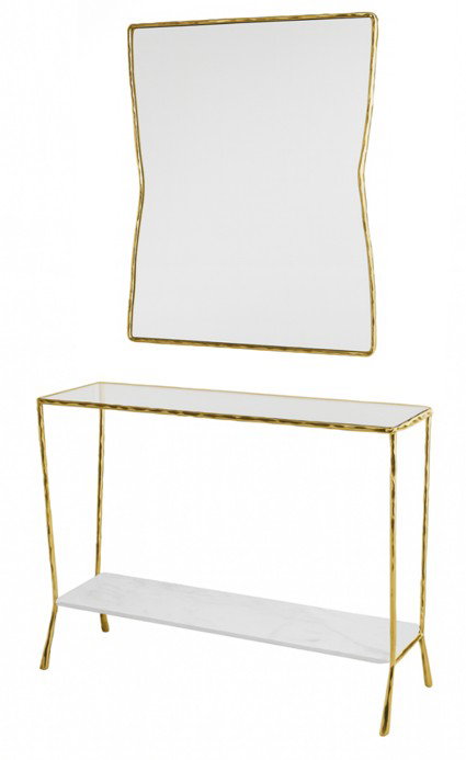 DKD Home Decor Consola Glam Dorado Blanco 33 x 78 x 100 cm Hierro Marmol