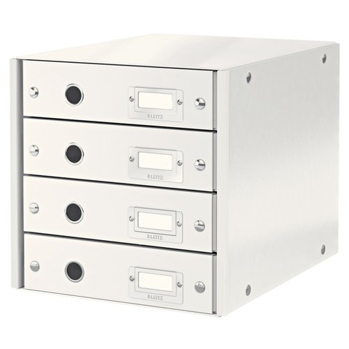 Leitz Click&Store Módulo de 4 Cajones Plegable Blanco con Portaetiquetas Leitz Click&Store Módulo de 4 Cajones Plegable Blanco con Portaetiquetas
