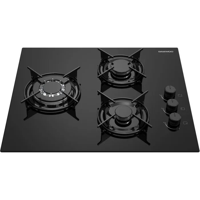 Daewoo BH6GKR21BNL Placa de Gas de 3 Fuegos, 60 cm, Negra