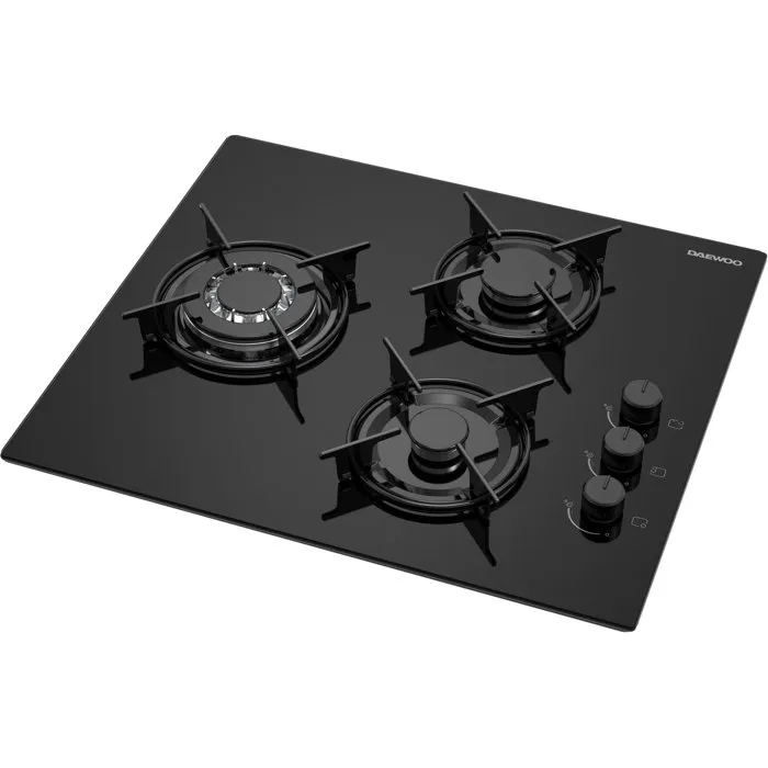 Daewoo BH6GKR21BNL Placa de Gas de 3 Fuegos, 60 cm, Negra