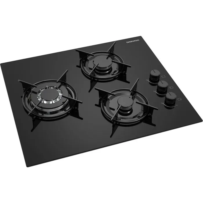 Daewoo BH6GKR21BNL Placa de Gas de 3 Fuegos, 60 cm, Negra