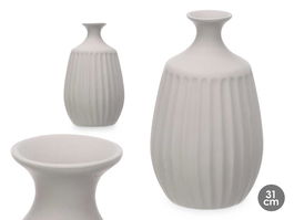 Giftdecor Jarron Ceramica Cuello Estrecho 31 cm Gris 19x19x31 cm (Set de 4)