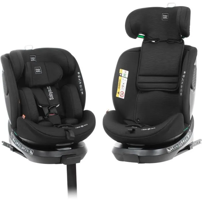 Babyauto Silla de Coche CORE BAB8435593702963 Grupo 0/1/2/3 I-Size Isofix Giratoria Reclinable Negro 40-150 cm