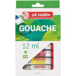 Talens Set De Colores Témpera Gouache Tubo 12 mL Estuche 8 Ud