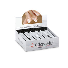 Tres Claveles Cortauñas con Lima Cromado 6 cm. Caja 12 Unidades