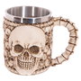 PUCKATOR Taza Calavera y Cabezas de Calaveras, Resina y Acero Inoxidable, 10,5x14x10cm