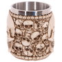 PUCKATOR Taza Calavera y Cabezas de Calaveras, Resina y Acero Inoxidable, 10,5x14x10cm