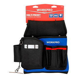 Workpro Bolsa Portaherramientas para Electricista, Poliéster 600D Resistente, Múltiples Bolsillos, Dimensiones 290 x 270 mm