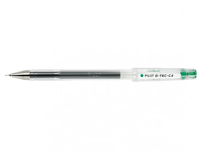 Pilot G-Tec -C4 Bolígrafo de Tinta Gel, Grosor 0.4 mm, Trazo 0.2 mm, Cuerpo Transparente, Color Verde