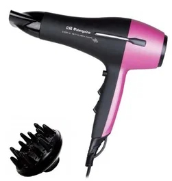 Orbegozo SE 2320 Secador de Pelo 2200W, 2 Velocidades, 3 Ajustes de Calor, Función Aire Frío, Negro y Rosa, con Agujero para Colgar y Accesorios