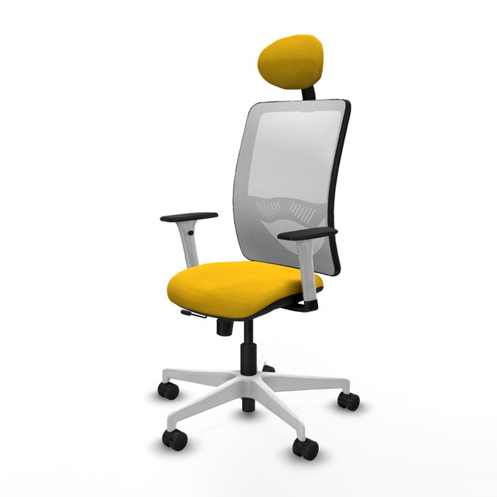 PIQUERAS Y CRESPO Silla de oficina Zulema con mecanismo Sincro/Traslack, Amarillo y Blanco