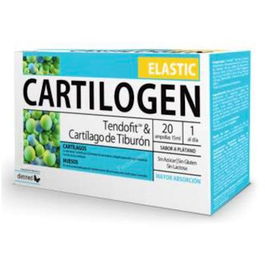 DIETMED Cartilogen Elastic 20 Ampollas - Colágeno, Glucosamina, Calcio, Magnesio, Vitamina C y D para Mantenimiento de Cartílagos y Huesos
