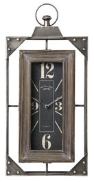 DKD Home Decor Reloj de Pared Gris 6.5 x 61 x 29 cm Loft Hierro y Madera