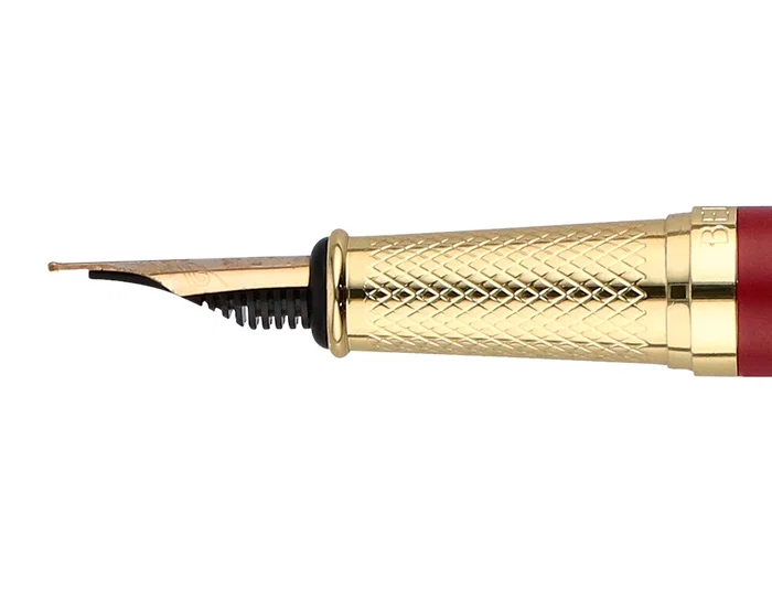 Belius Soiree Pluma Aluminio Color Art Deco Granate y Dorado Tinta Azul Caja de Diseño