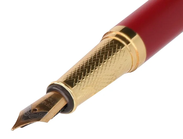 Belius Soiree Pluma Aluminio Color Art Deco Granate y Dorado Tinta Azul Caja de Diseño