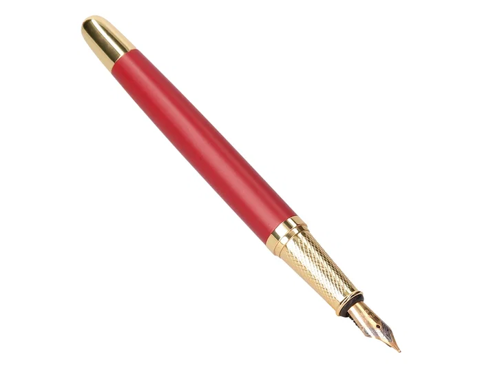 Belius Soiree Pluma Aluminio Color Art Deco Granate y Dorado Tinta Azul Caja de Diseño