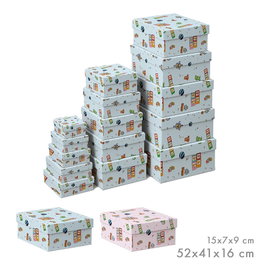 Caison Set de 15 Cajas de Almacenamiento Encajables con Diseño Infantil