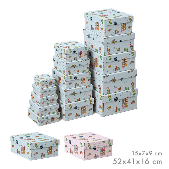 Caison Set de 15 Cajas de Almacenamiento Encajables con Diseño Infantil Caison Set de 15 Cajas de Almacenamiento Encajables con Diseño Infantil