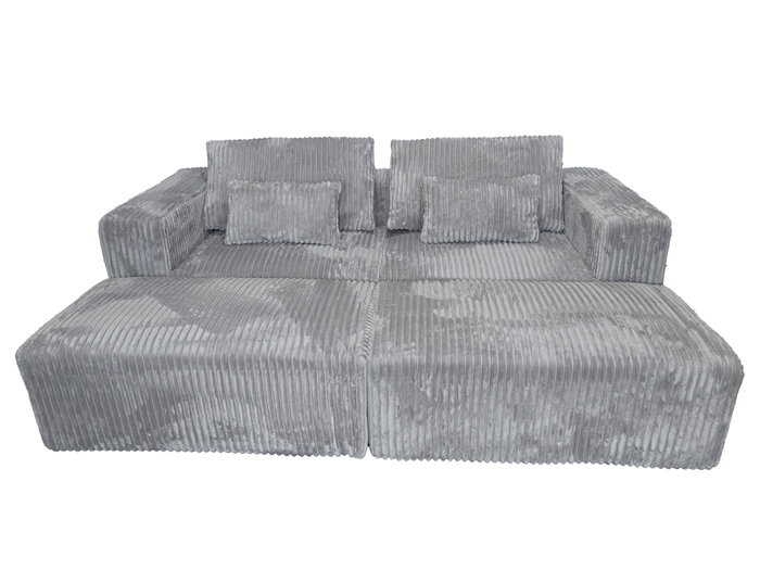 DKD Home Decor Sofá Modular en Pana Gris Claro