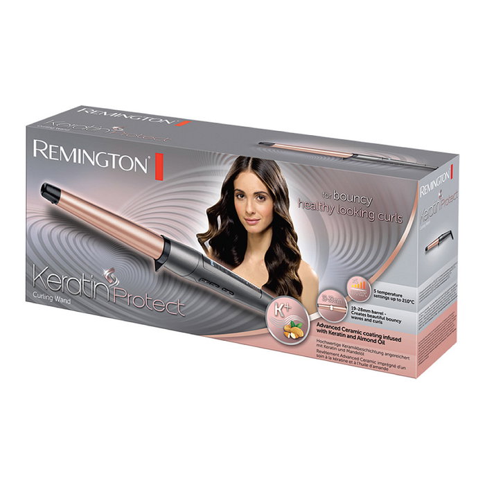 Remington Rizador de pelo CI83V6 con Keratina Protect, temperatura ajustable 150-210 C, calentador cerámico PTC, color negro y oro rosa