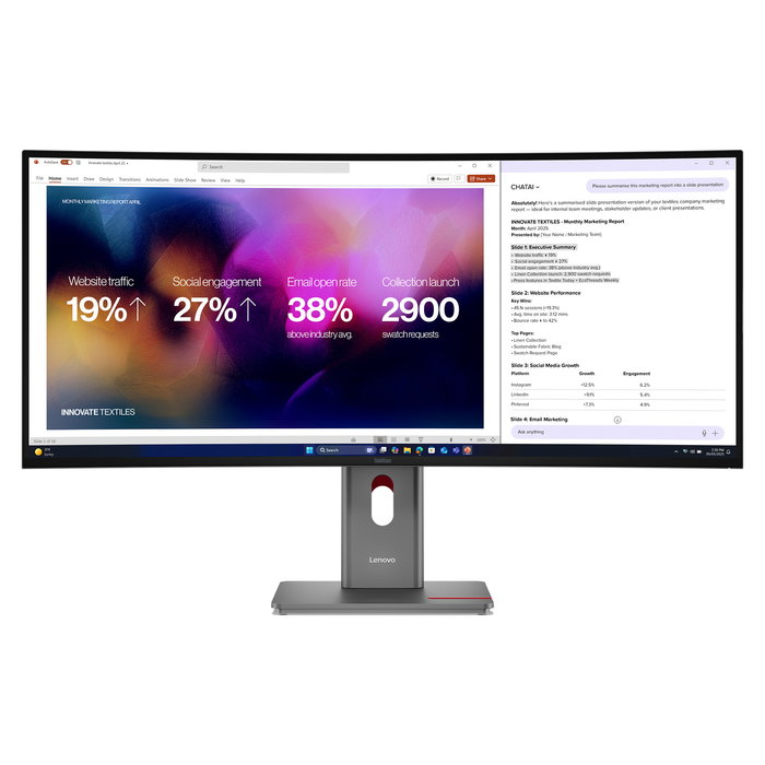 Lenovo ThinkVision P40WD-40 Monitor Curvo 40" (100.8 cm) WUHD 5120x2160 120Hz IPS HDR10 USB-C Thunderbolt 4 Ethernet Lenovo ThinkVision P40WD-40 Monitor Curvo 40" (100.8 cm) WUHD 5120x2160 120Hz IPS HDR10 USB-C Thunderbolt 4 Ethernet