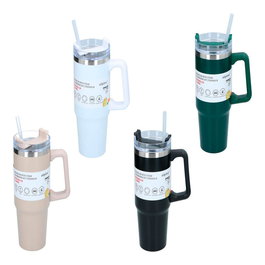 Interne Alpina Taza Termo Acero Inoxidable 900 ml con Pajita Reutilizable - Mantiene Frío 12h/Calor 6h, Tapa Giratoria y Compatible con Portavasos de Vehículos