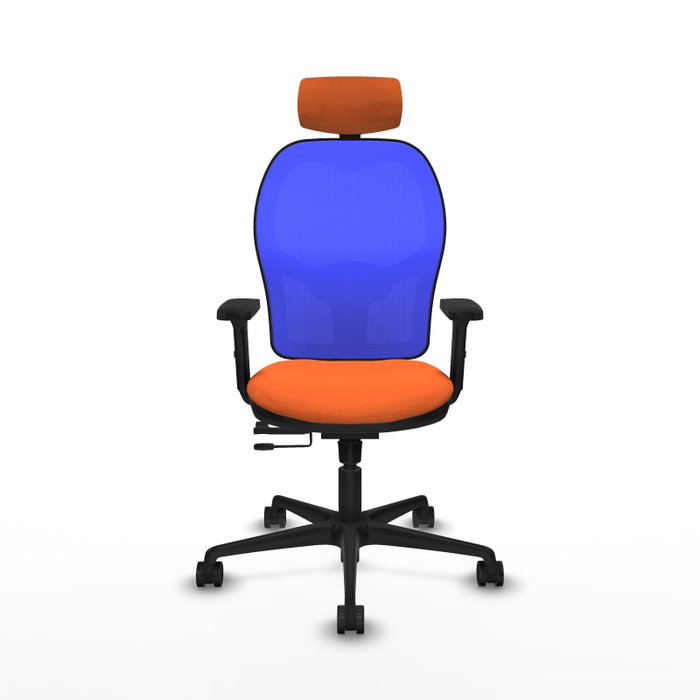 PIQUERAS Y CRESPO Silla de oficina Jorquera con mecanismo Sincro/Traslack, Tela Naranja y Malla Azul PIQUERAS Y CRESPO Silla de oficina Jorquera con mecanismo Sincro/Traslack, Tela Naranja y Malla Azul