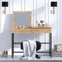 Hanah Home Mesa de Maquillaje Moderna Roble y Negro, Tablero Partículas Melamina, Patas Metal, 100x45x75 cm