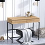 Hanah Home Mesa de Maquillaje Moderna Roble y Negro, Tablero Partículas Melamina, Patas Metal, 100x45x75 cm