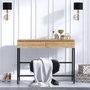 Hanah Home Mesa de Maquillaje Moderna Roble y Negro, Tablero Partículas Melamina, Patas Metal, 100x45x75 cm