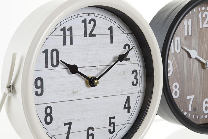 DKD Home Decor Reloj Sobremesa Loft Negro Blanco 5.5 x 20 x 20 cm (4 Unidades)