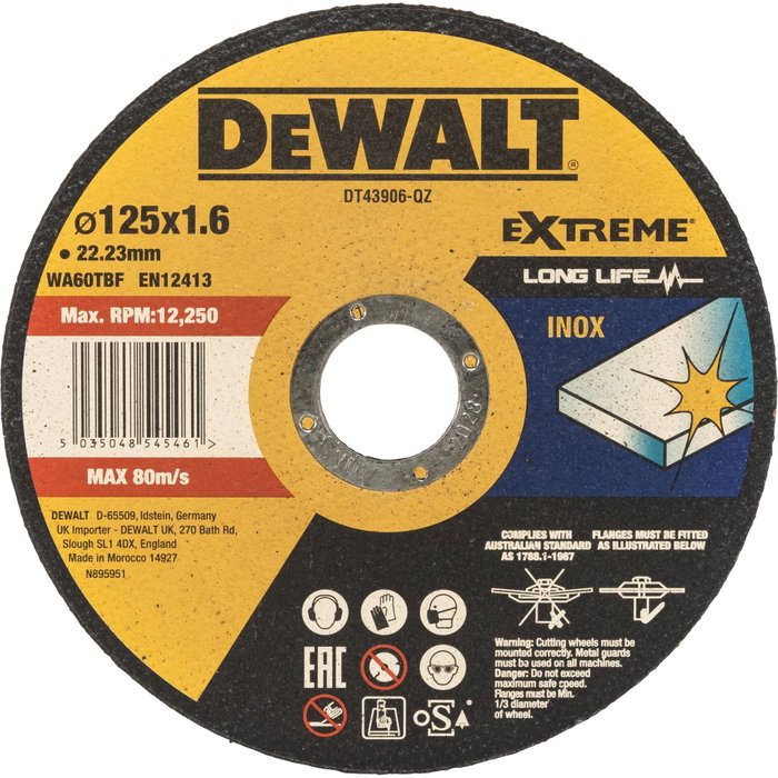 DeWalt DT43906-QZ Disco de corte metálico 125 mm DeWalt DT43906-QZ Disco de corte metálico 125 mm