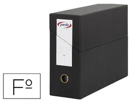 Pardo Caja Transferencia Folio Forrado Extra Doble Estuche Interior Tarjetero Lomo 80 mm Negra 390x270x115 mm