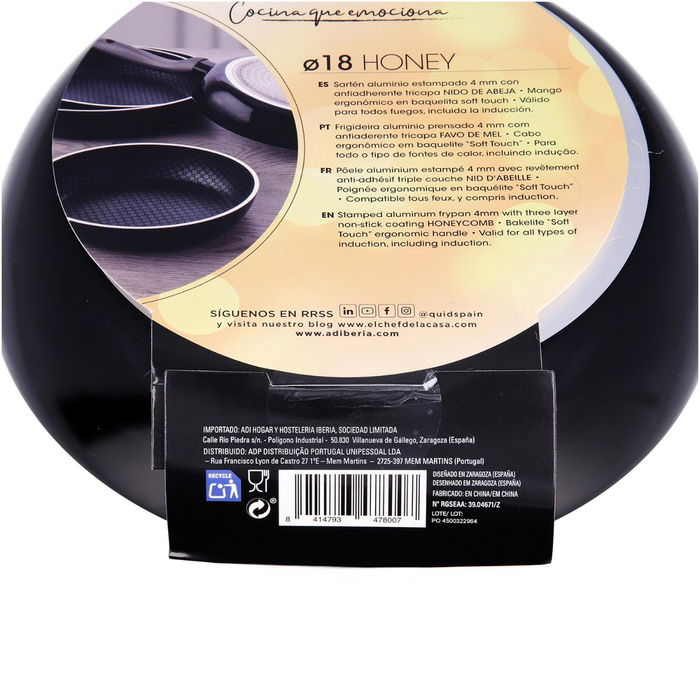 Sartén de Aluminio Estampado Honey Quid 18 cm (6 Unidades)