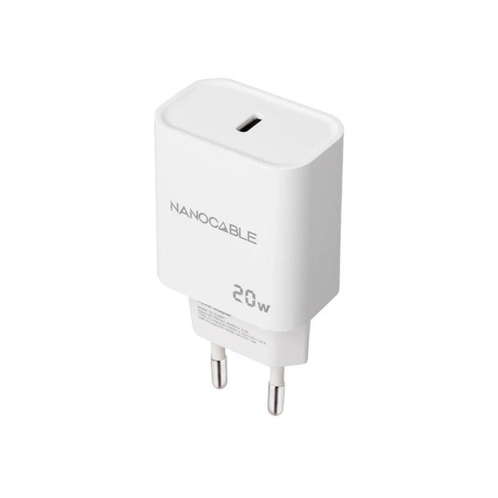 Nanocable Cargador de Pared USB-C PD 20W Blanco